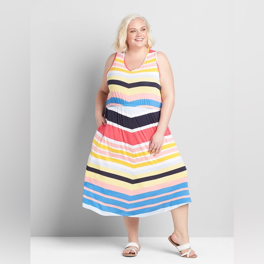 Lane Bryant Chevron Midi Dress EUC - Picture 1 of 8
